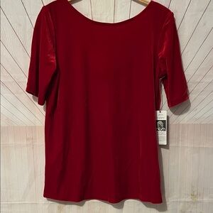 New Elegant Velvet Red Women's Ballet Sleeves Top Small